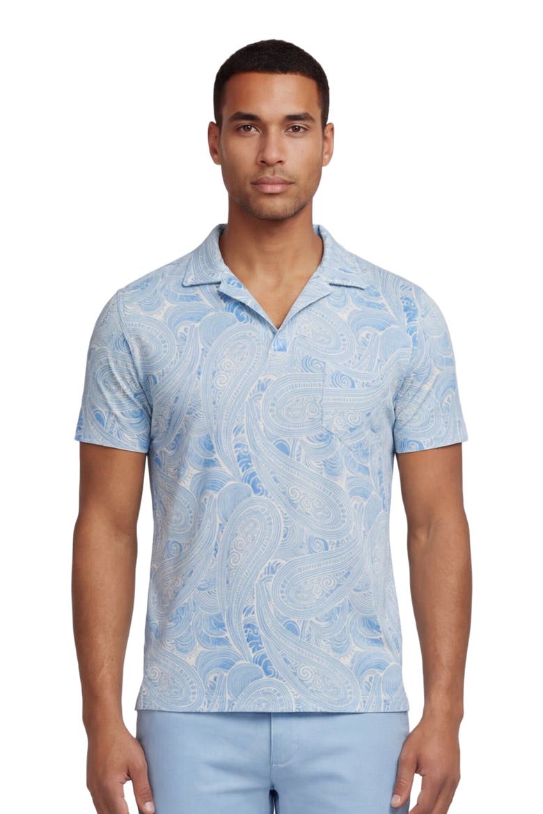 Marakesh Paisley Mens Wool Johnny Collar Polo, Main, color, MARAKESH PAISLEY TEAL