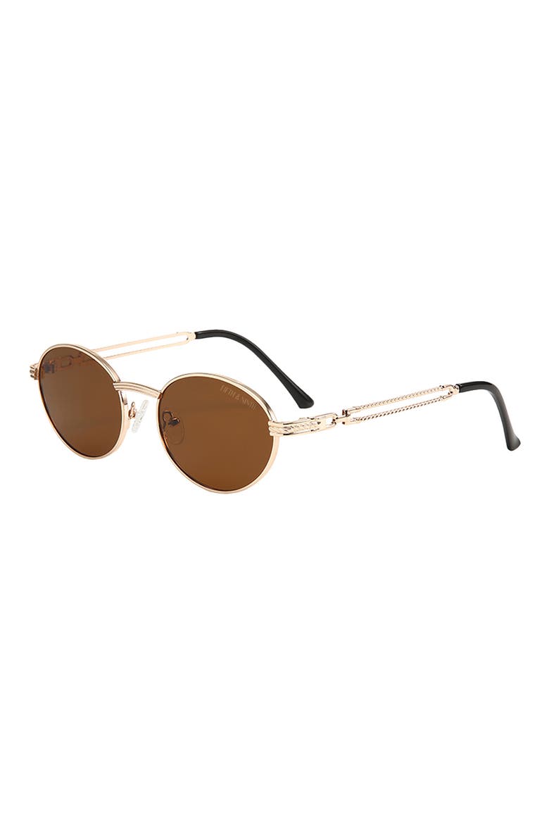 Blake 52mm Polarized Oval Sunglasses, Alternate, color, BROWN/GOLD