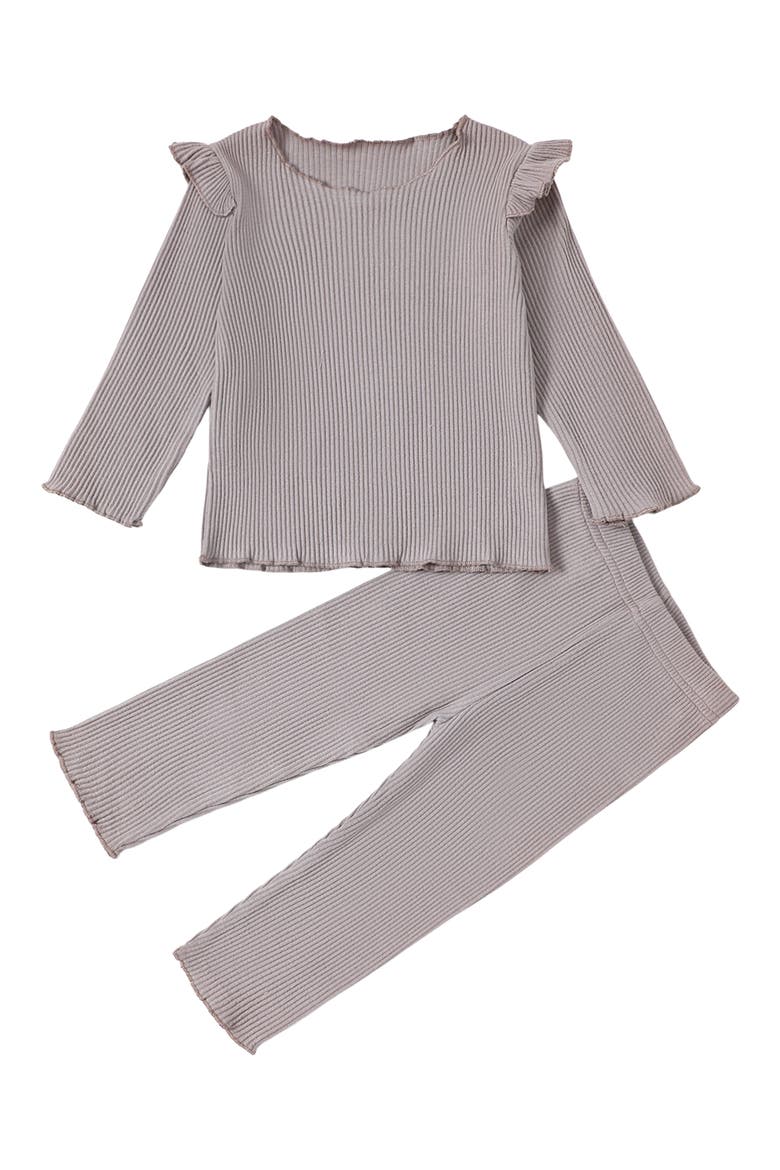 Ashimi Rib Long Sleeve Top & Pants Set, Main, color, MOCHA