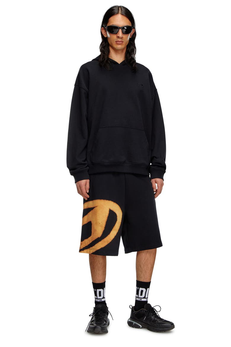 P-Crow-Bleach Sweat Shorts, Alternate, color, DEEP/ BLACK