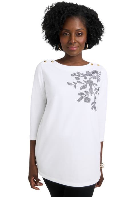 Stretch Cotton Boatneck Tunic (Plus Available)