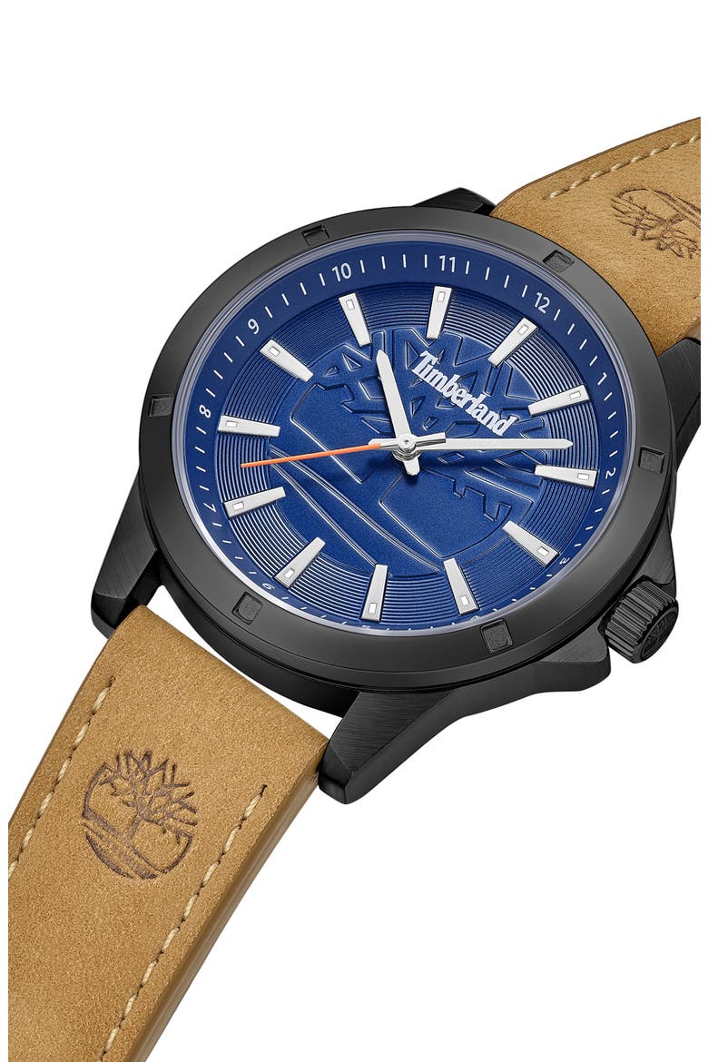 Quartz Analog Watch, Alternate, color, TAN/ BLUE