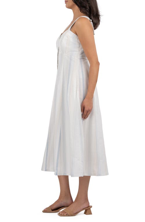 Kut From The Kloth Stripe Cotton & Linen Shirtdress In White