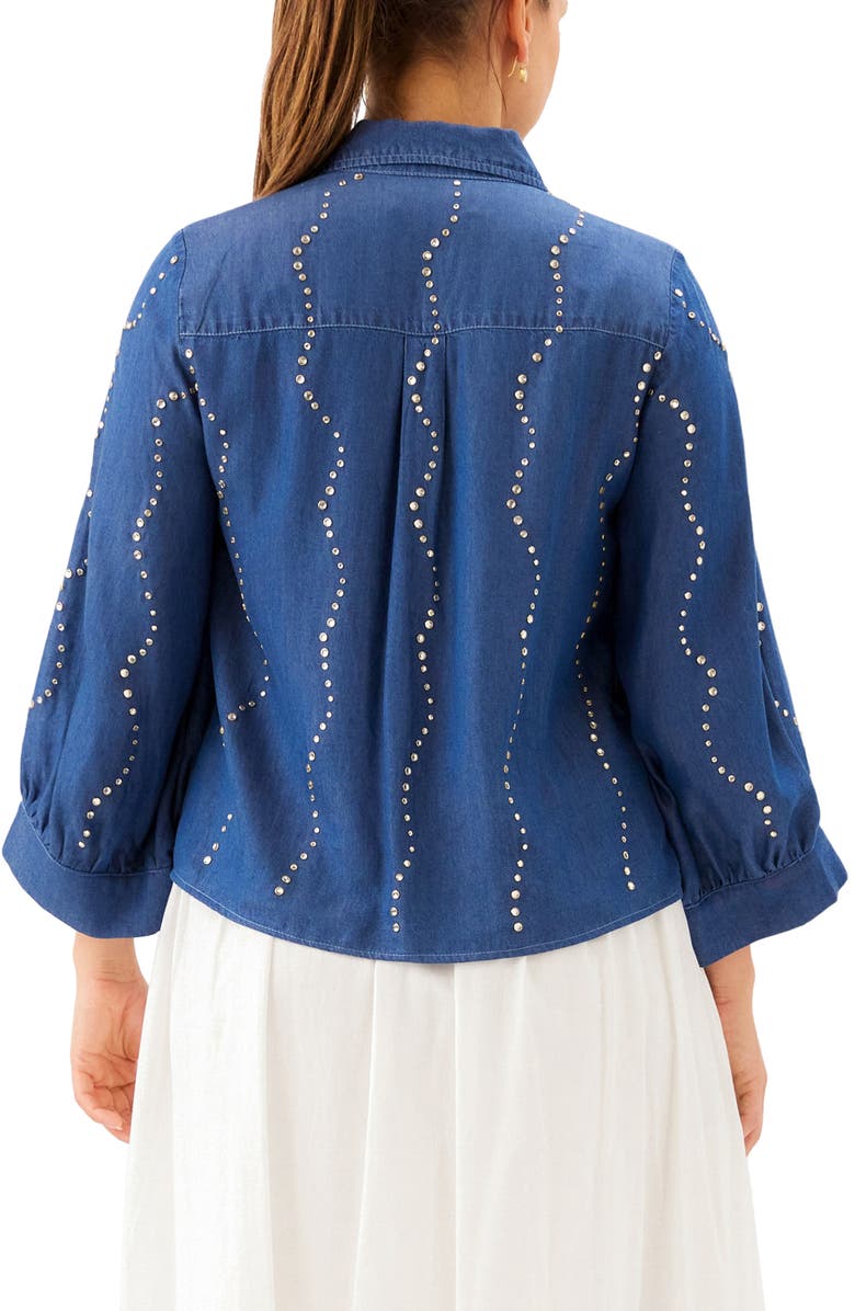 Karen Kane Gemstone Denim Shirt, Alternate, color, Chambray