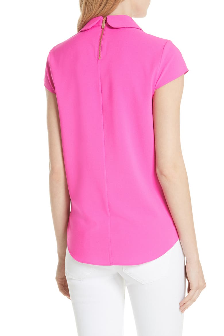 Ammah Embellished Collar Crepe Top, Alternate, color, NEON PINK