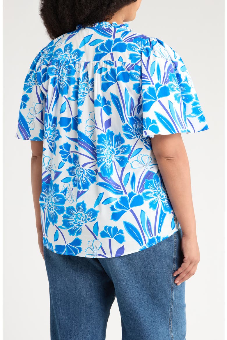 Maci Eve Floral Flutter Sleeve Top, Alternate, color, BLUE/ WHITE