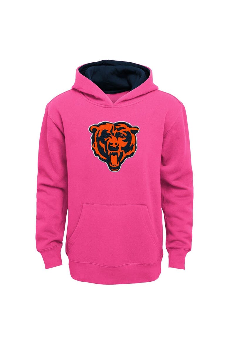 Girls Youth Pink Chicago Bears Prime Pullover Hoodie, Main, color, Pink