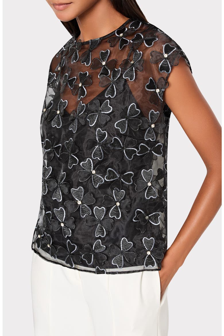 Ryan Clover Bow Rhinestone Organza Top, Alternate, color, 5AA BLACK