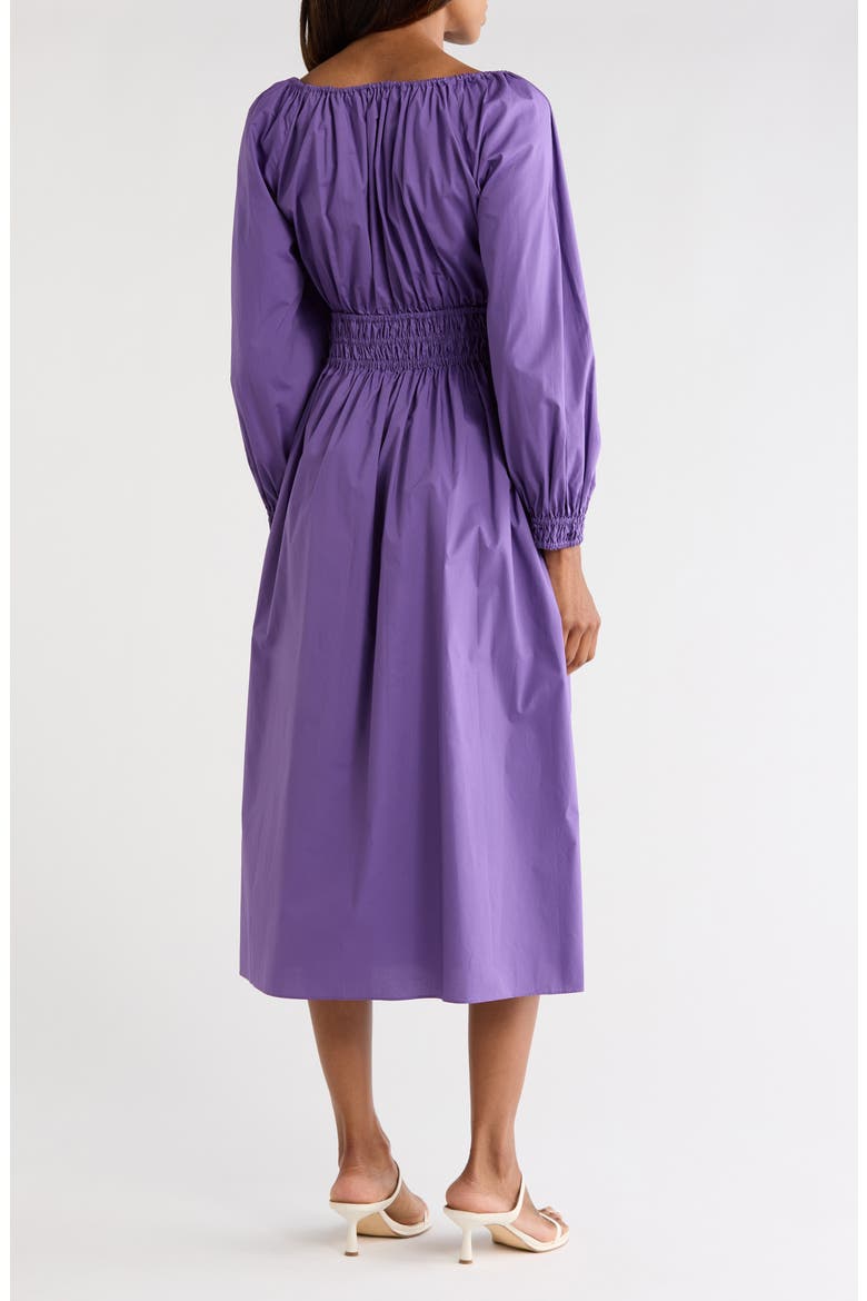 Smocked Cotton Poplin Long Sleeve Dress, Alternate, color, FOX GLOVE
