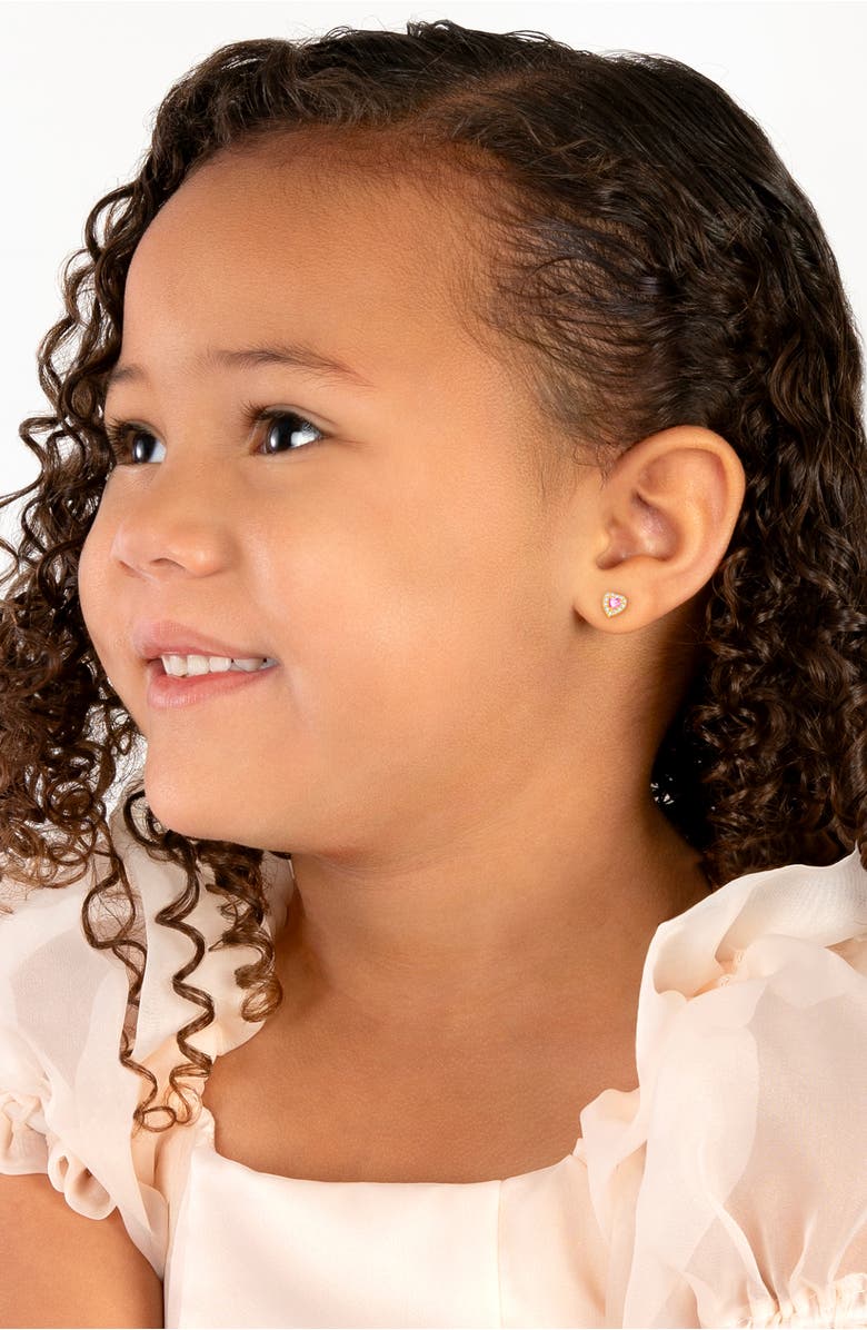 Tiny Blessings 14K Gold Blissful Heart Studs Screw Back Earrings, Alternate, color, 14K Yellow Gold