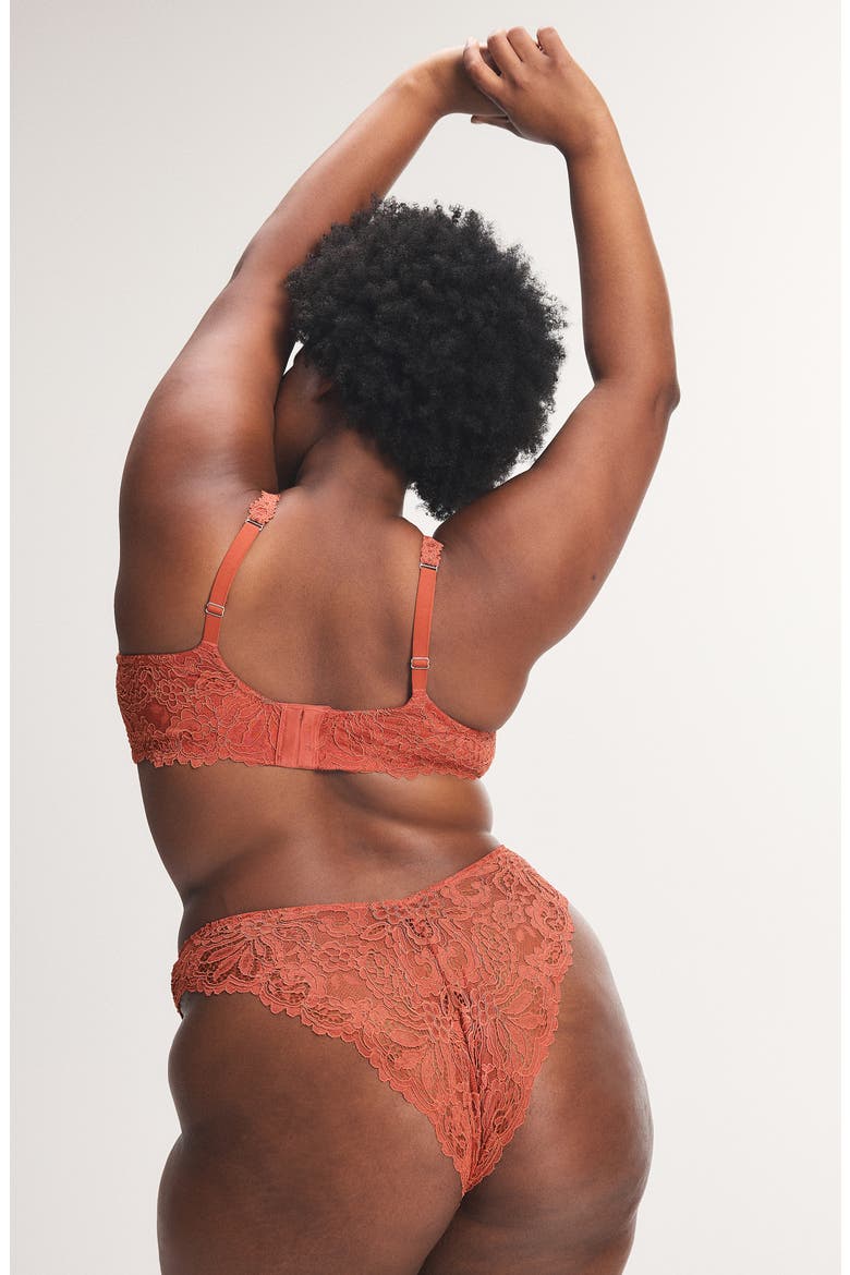 Romantic Corded Lace Unlined Underwire Bra, Alternate, color, DRY POPPY BROWN