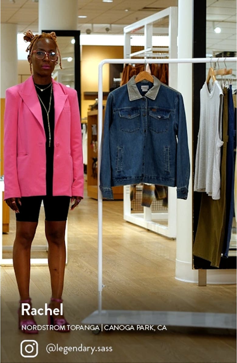 Embroidered Two-Tone Denim Trucker Jacket, sales video thumbnail