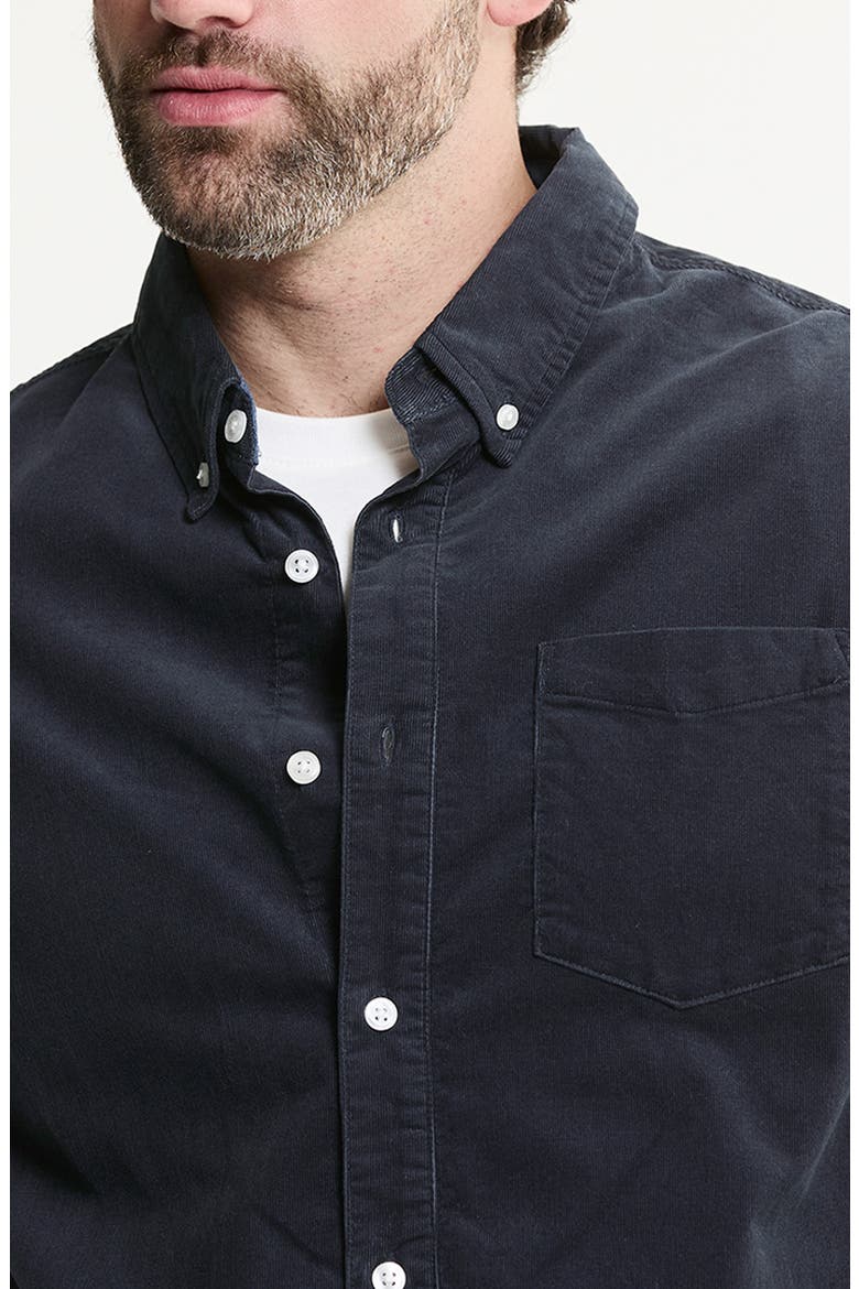 Stretch Corduroy Button-Down Shirt, Alternate, color, DARK INDIGO