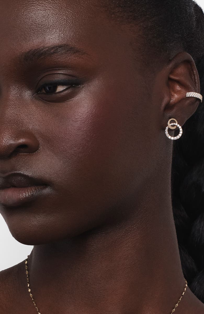 LANA 14K Gold Diamond Pavé Double Circle Earrings, Alternate, color, Yellow Gold