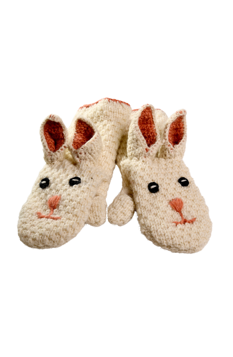 Nirvanna Designs Crochet Rabbit Mittens, Alternate, color, White