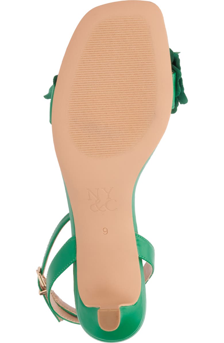 NEW YORK AND COMPANY Gwendolyn Flower Strap Sandal, Alternate, color, Green
