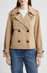 BCBG Floral Lining Short Trench Coat
