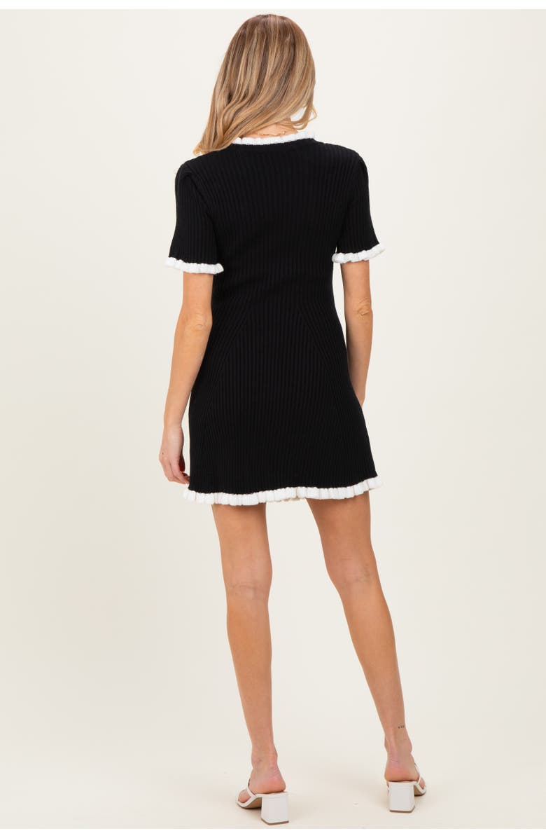 PinkBlush Ribbed Knit Ruffle Trim Mini Dress, Alternate, color,