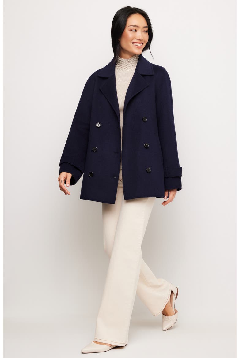 Brushed Wool Blend Peacoat, Alternate, color, NAVY
