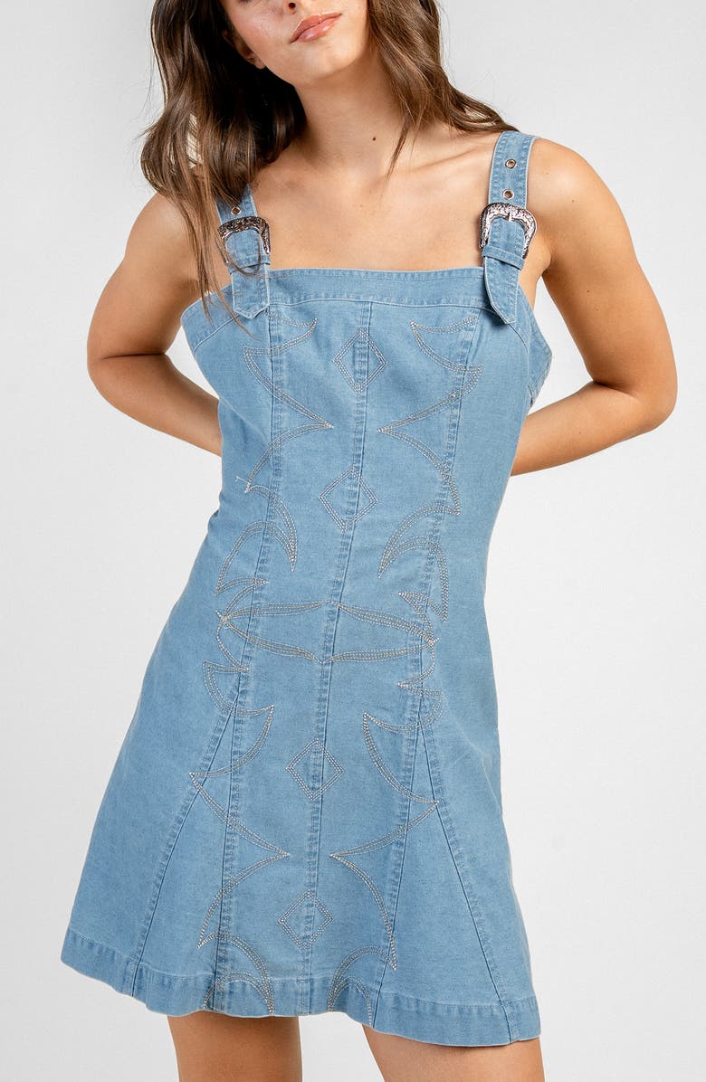Beivy Short Denim Dress, Alternate, color, Light Denim