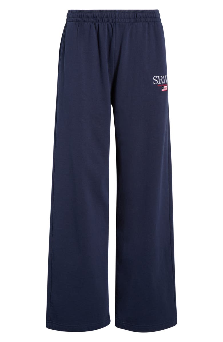 Sporty & Rich Nautical Embroidered Wide Leg Sweatpants, Main, color, Dark Navy
