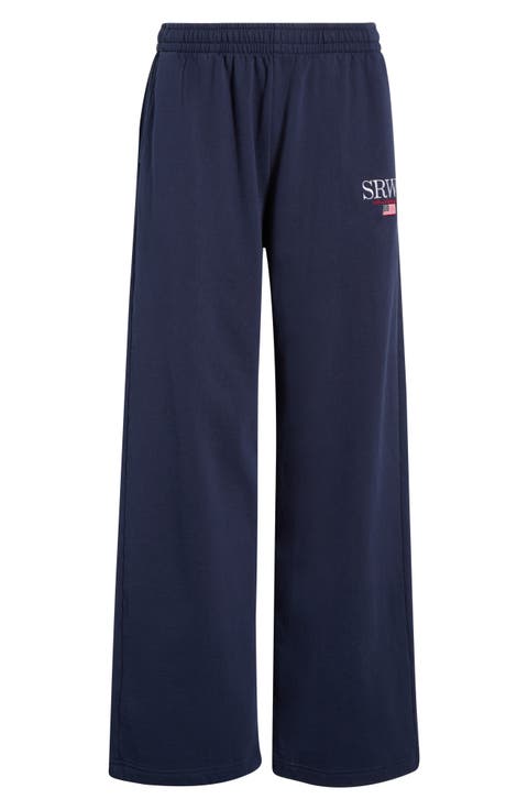 Nautical Embroidered Wide Leg Sweatpants