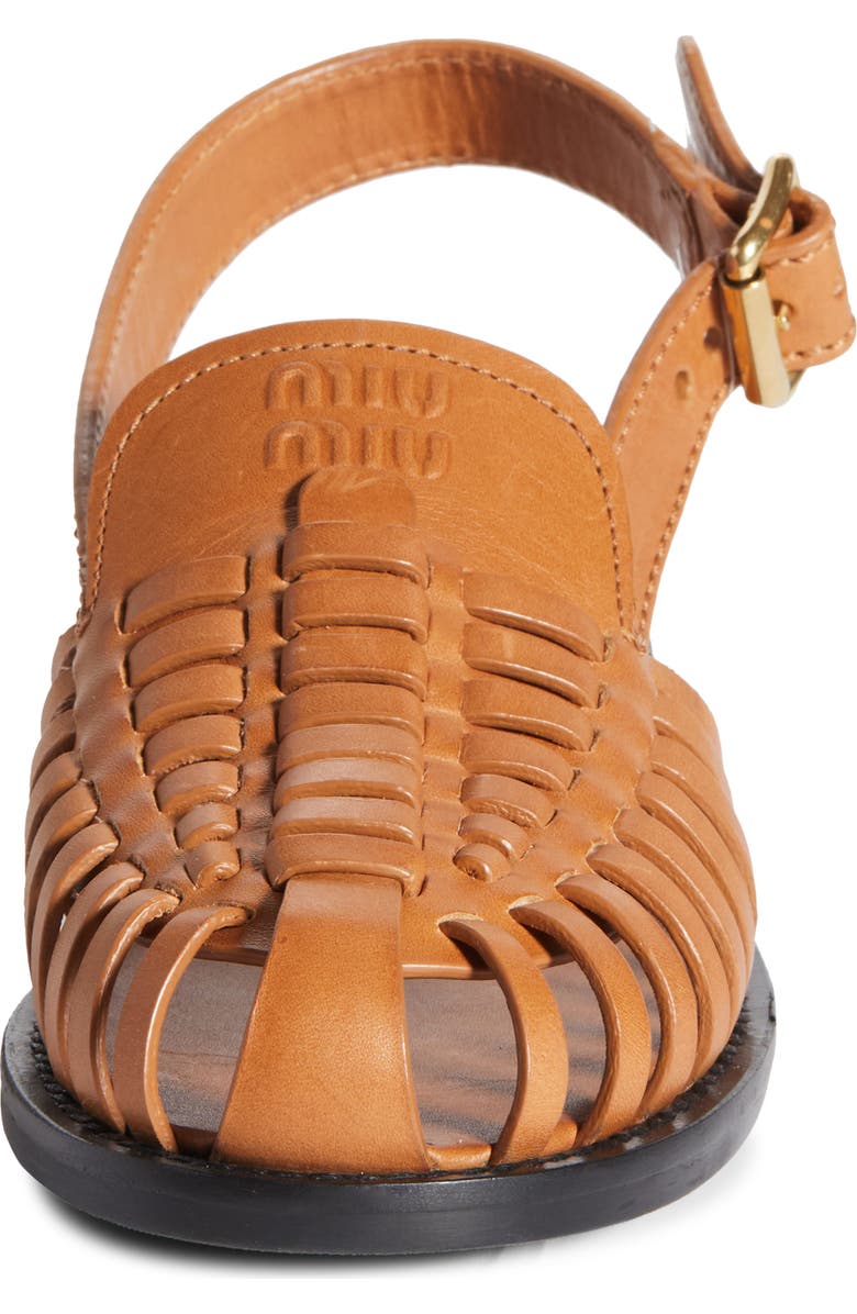 Miu Miu Slingback Huarache Sandal, Alternate, color, Brown