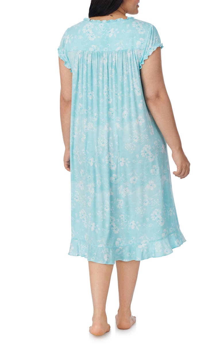 Eileen West Cap Sleeve Waltz Nightgown, Alternate, color, Aqua Floral