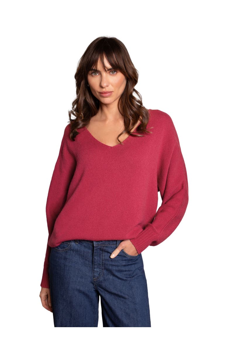 Celtic 
Co. Alpaca Merino Slouch V-Neck Sweater, Main, color, Raspberry