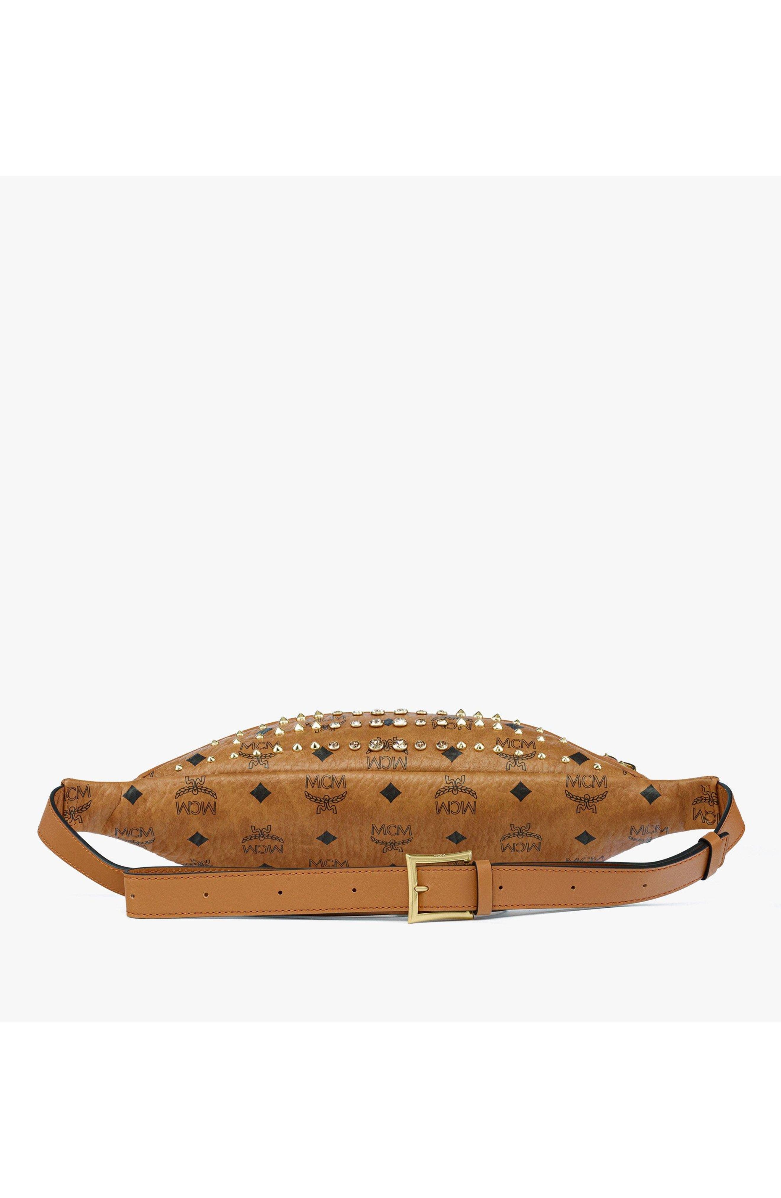 Medium Fursten Belt Bag in Gold Crystal Visetos, Alternate, color, Cognac