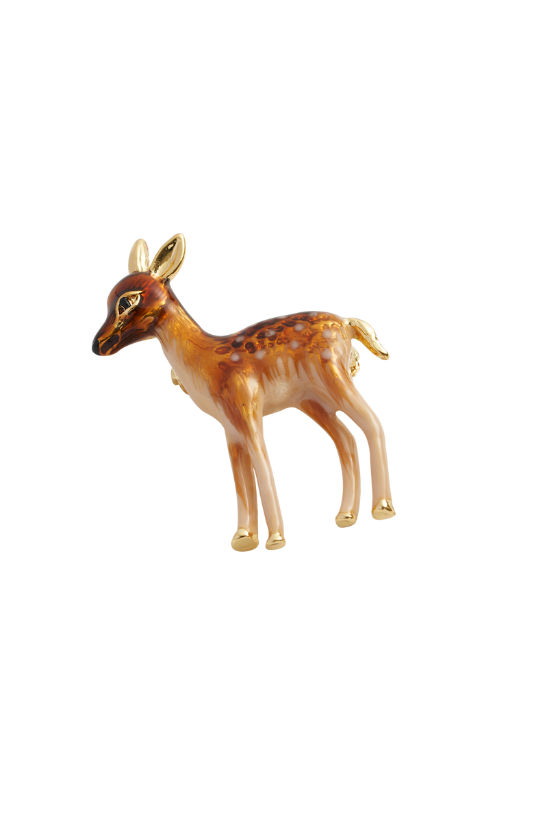 Fable England Enamel Fawn Brooch, Alternate, color, Multi & Gold