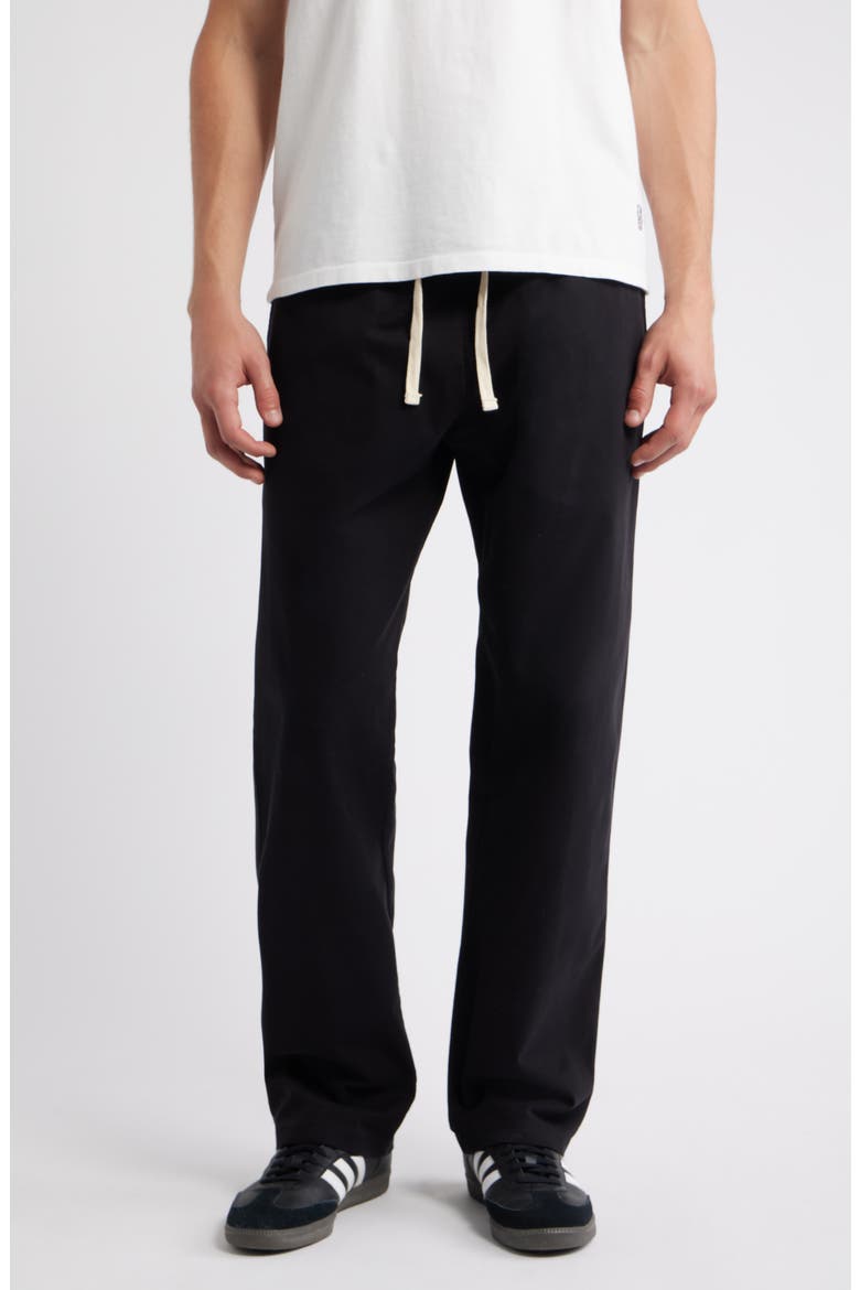 Standard Cotton Stretch Poplin Drawstring Slacker Pants, Main, color, BLACK