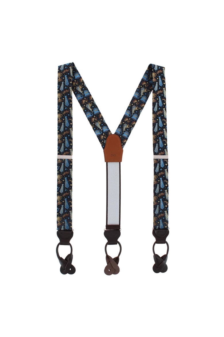 Father Knows Best Silk Button End Suspenders, Alternate, color, Navy Blue