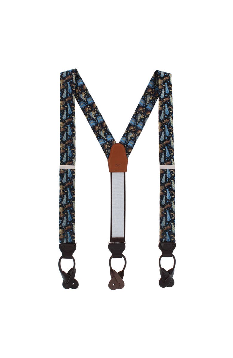 Trafalgar Father Knows Best Silk Button End Suspenders, Alternate, color, Navy Blue