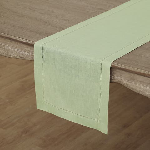 Linen Table Runner for Dining Table, Holiday and Everyday Table Decor - Classic Hemstitch