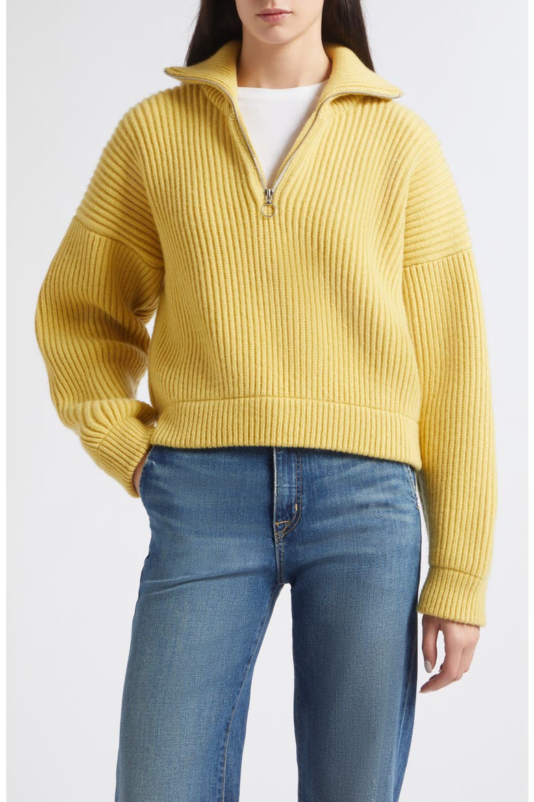 Rowan Rib Half Zip Sweater, Main, color, YELLOW