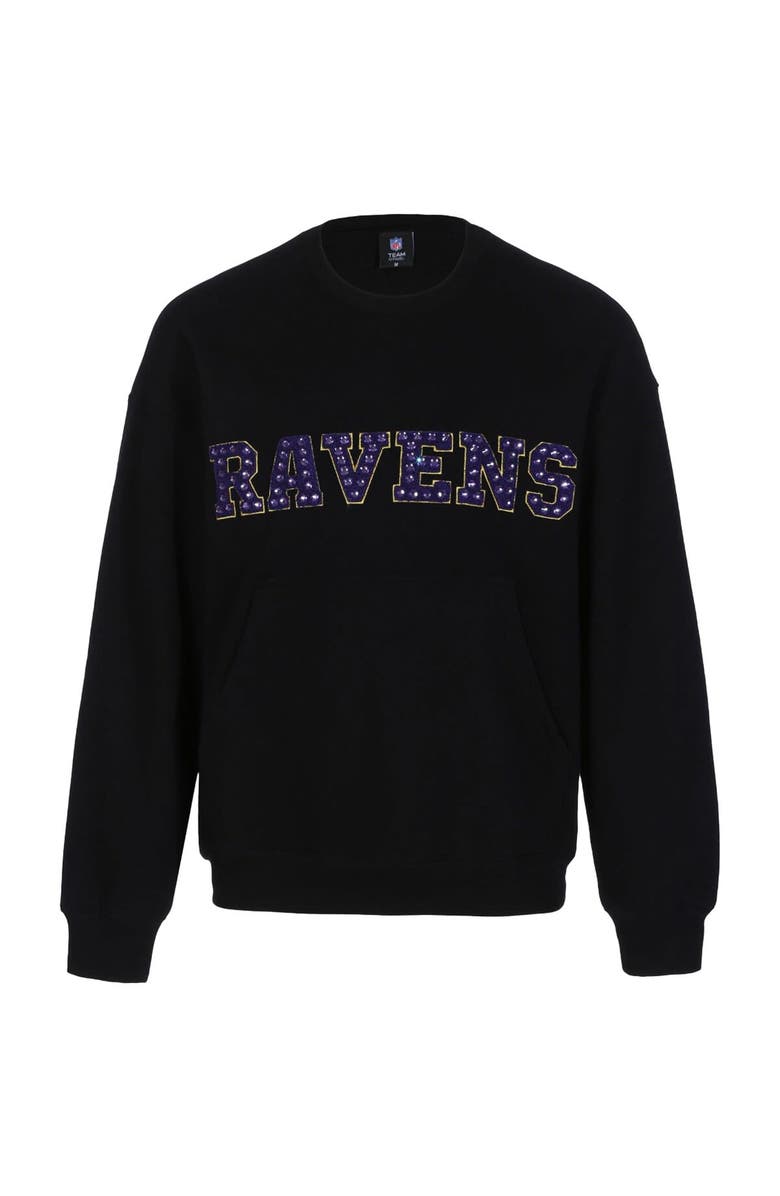 CUCE Women's Cuce Black Baltimore Ravens Chenille Jeweled Sweatshirt, Main, color, Black