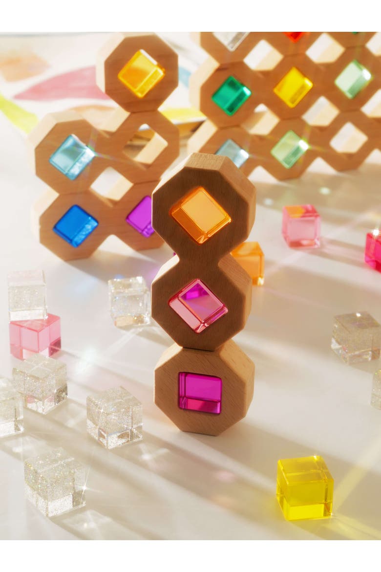 Austin Geometric Wood & Acrylic Building Blocks Set, Alternate, color, Multicolor