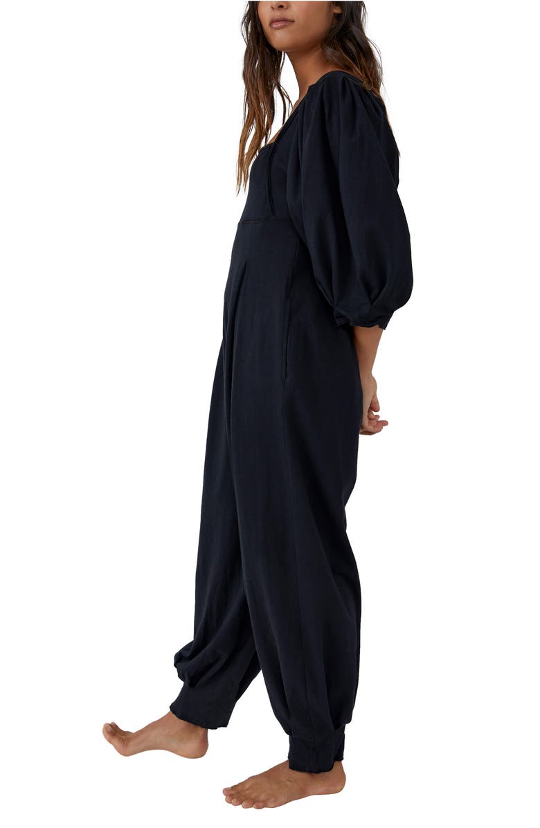 Free People Lotta Love Balloon Sleeve Cotton Jersey Jumpsuit, Alternate, color, 