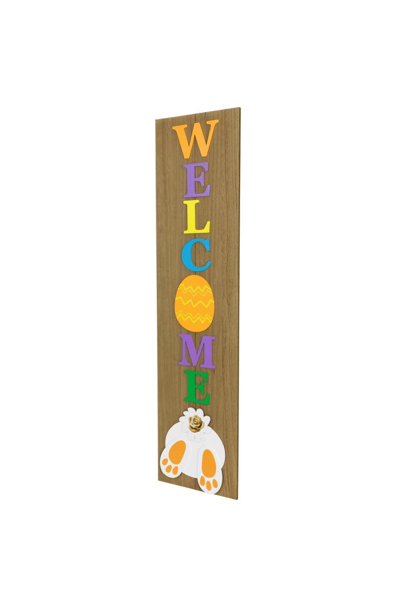Northlight Welcome Easter Egg Wooden Porch Board Sign - 39.25", Alternate, color, Brown