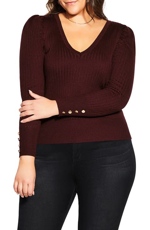売れ筋商品|||シティーシック ニット&セーター アウター レディース Plus Size Longline Split Sweater Copper チャンキーニット セーター レディース オーバーサイズ 厚手