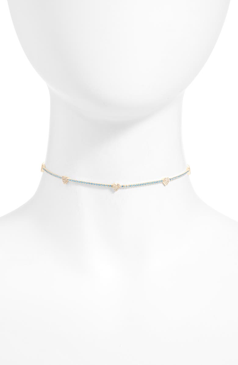 Adina's Jewels Adina’s Jewels Pastel Heart Tennis Choker Necklace, Main, color,