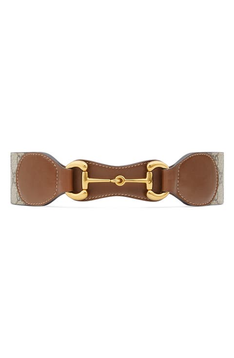 GG Supreme Horsebit Canvas & Leather Belt