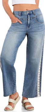 HINT OF BLU Dasis Chain Inset Barrel Leg Jeans