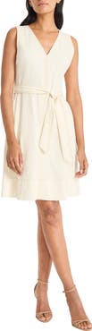 Maggy London Belted Linen Blend Dress