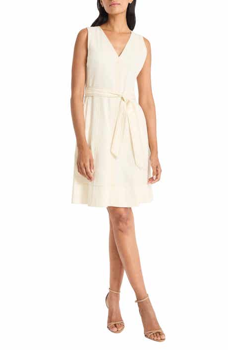 Maggy London Belted Linen Blend Dress