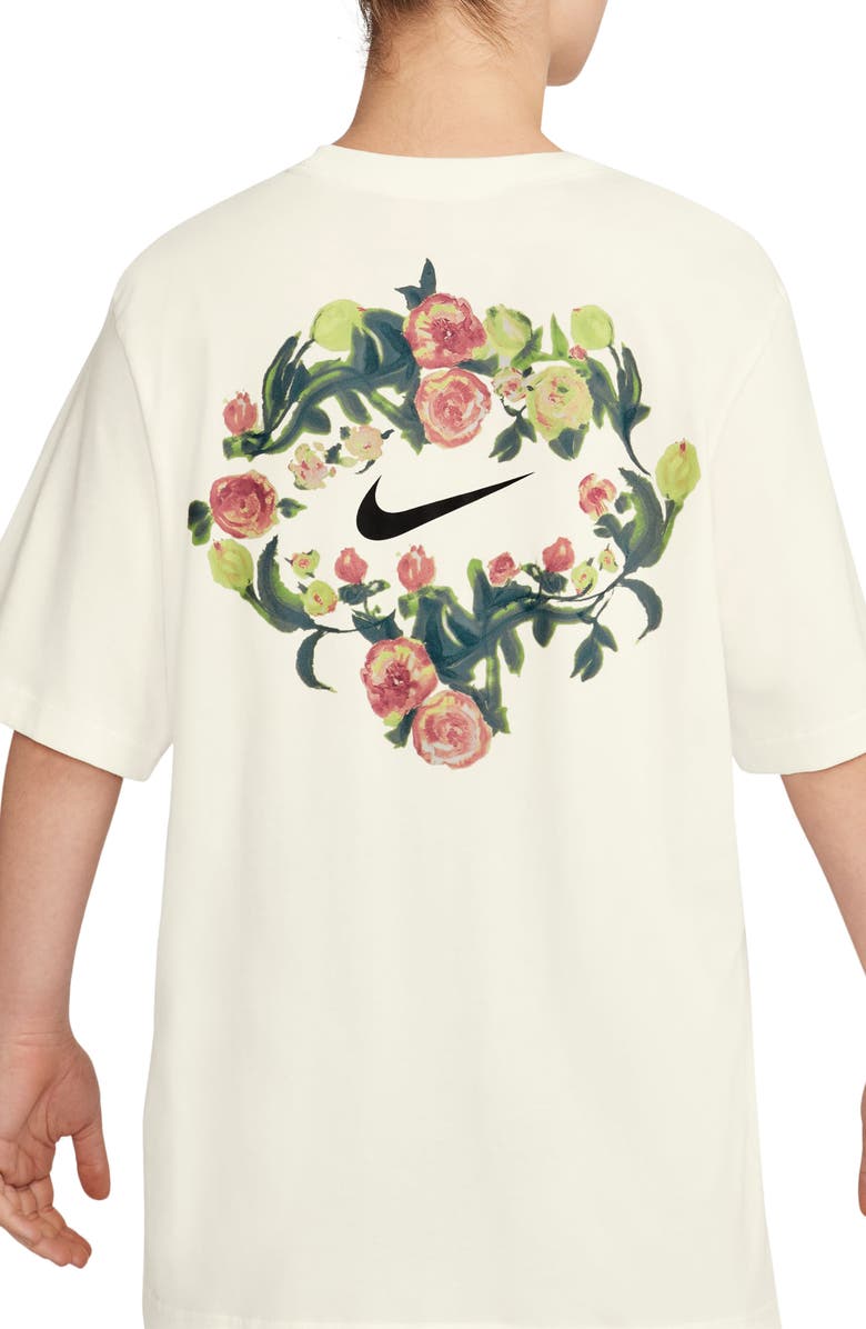 Nike Sportswear Oversize Floral Swoosh Graphic T-Shirt, Alternate, color, 