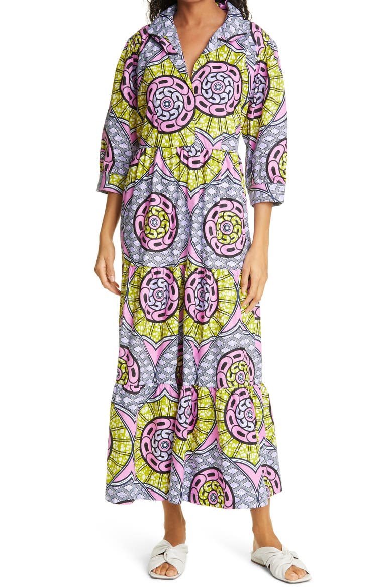 Tiered Dress (Nordstrom Exclusive), Main, color, PINK AND LIME