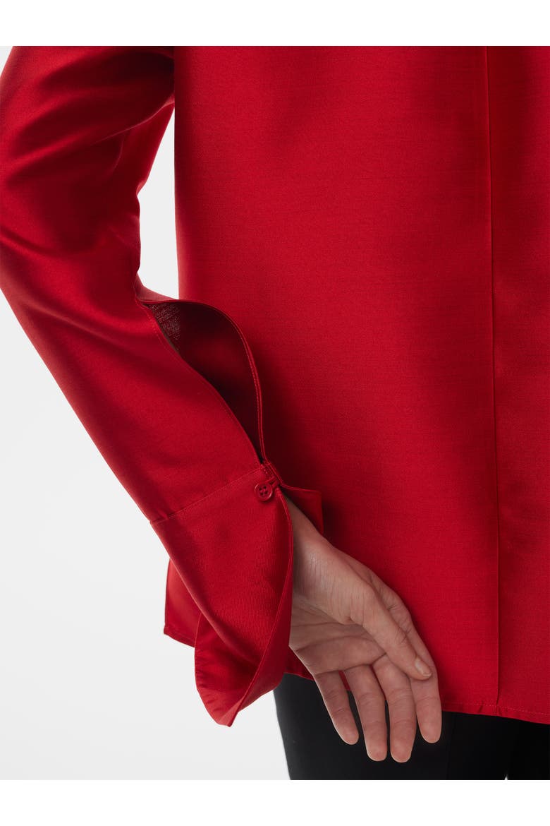 Silk-Wool Blend Fitted Shirt, Alternate, color, Peonie Red
