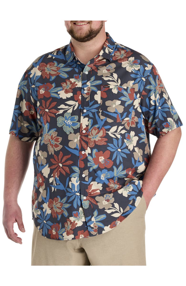 O'Neill Big & Tall Eco Standard Floral Sport Shirt, Main, color, Graphite